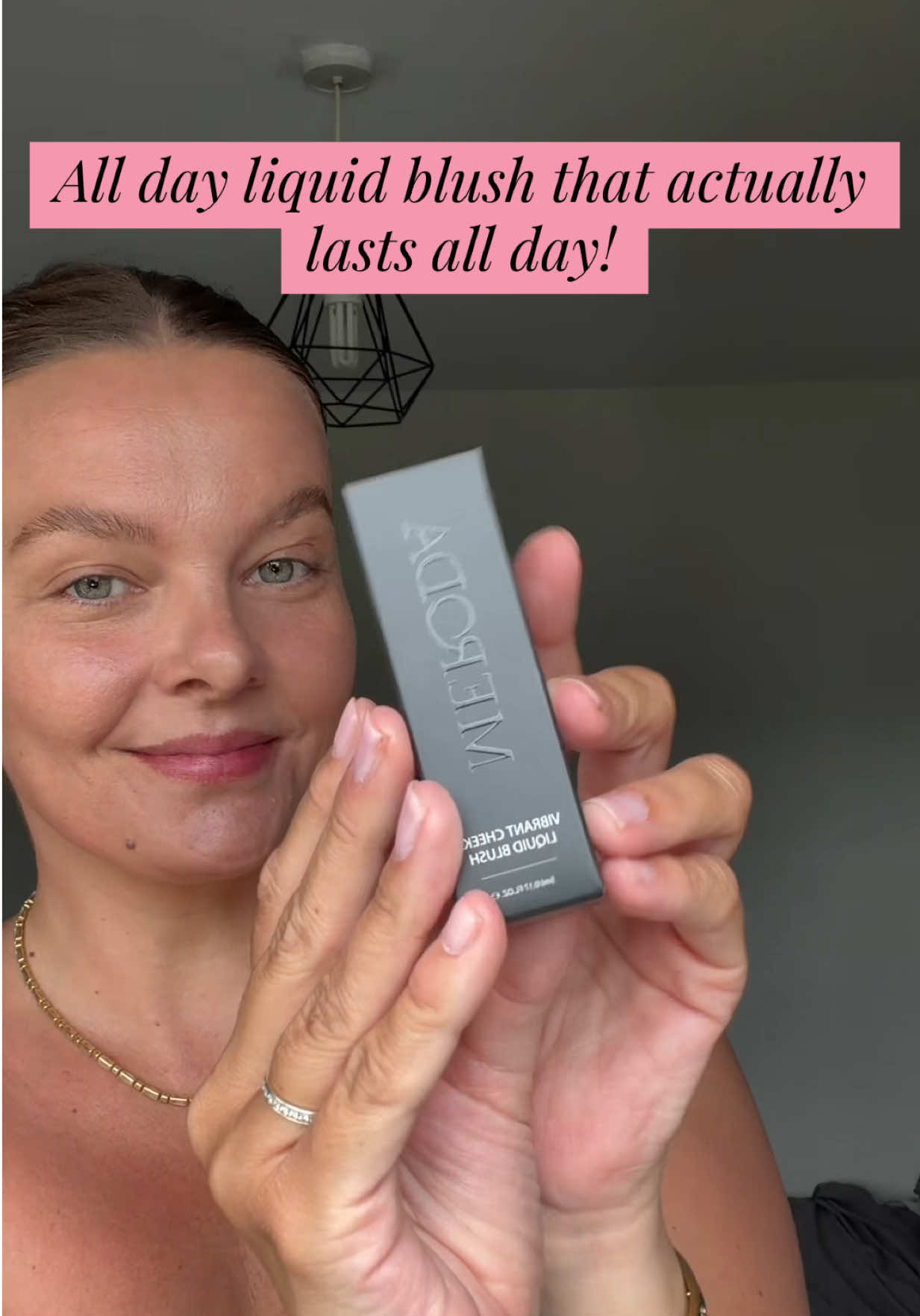 TikTok post by @jemmagibbons2 for Meroda Cosmetics. Caption reads: @Meroda Cosmetics All Day Blush in Dusty Rose is....