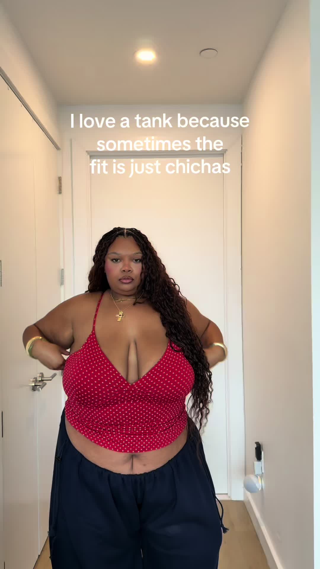 TikTok post by @mykascloset for Klassy Network. Caption reads: [...] a size 3X is these tanks from @Klassy....
