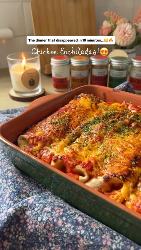 Instagram post by @eimers_eats for Favourit Foods Ltd. Caption reads: Chicken Enchiladas!🤤 using @favouritfoods herbs....