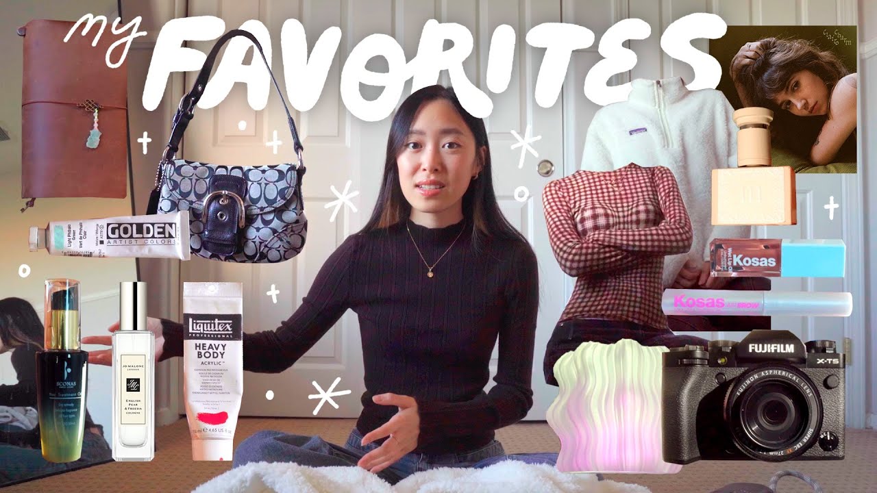 YouTube post by @apple.cheeks for Patagonia. Caption reads: EVERYTHING I Can't Live Without 🍂 fall favorites,....