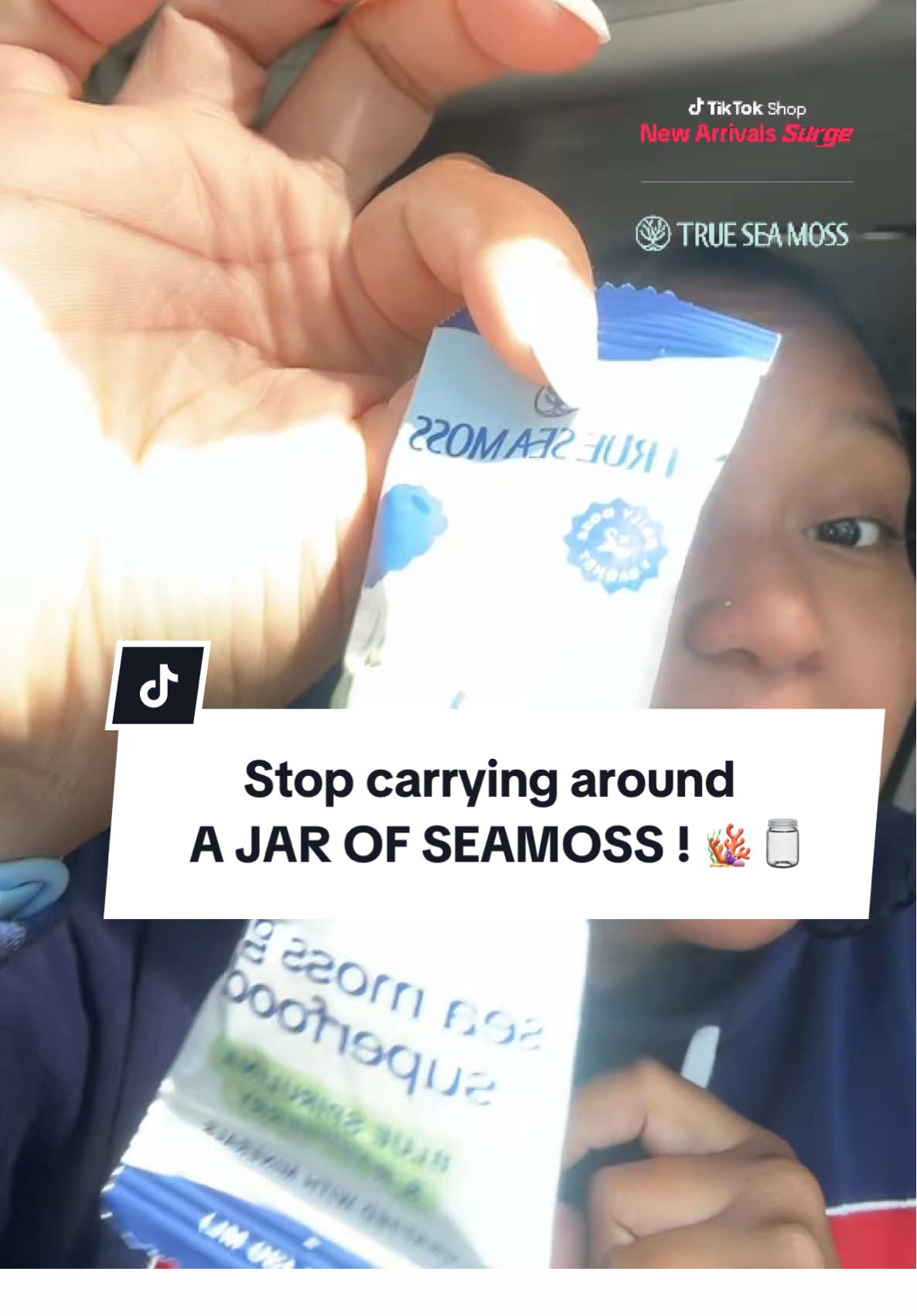 TikTok post by @__quinones__ for TrueSeaMoss. Caption reads: [...] on the go thanks to @@trueseamosswith all....