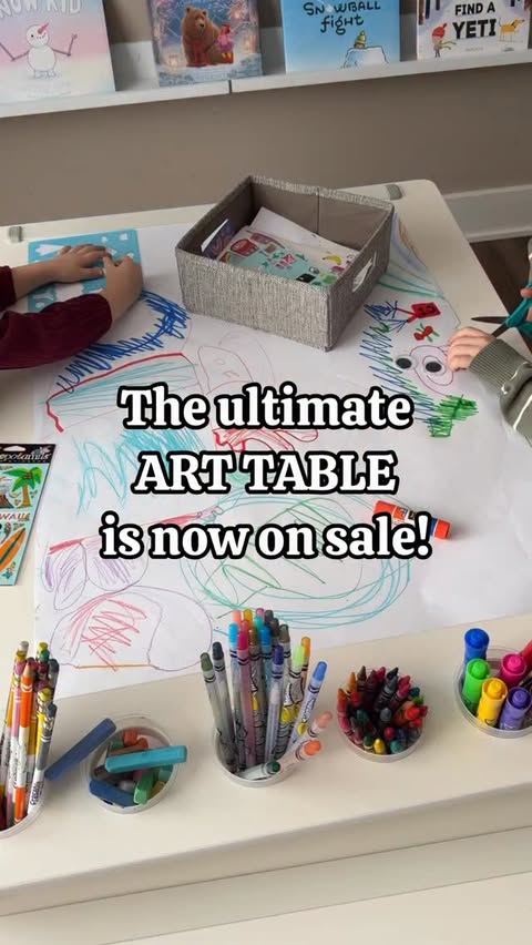 Instagram post by @raisingreaderstobecomeleaders for Guidecraft. Caption reads: I have found the most perfect art table and big....