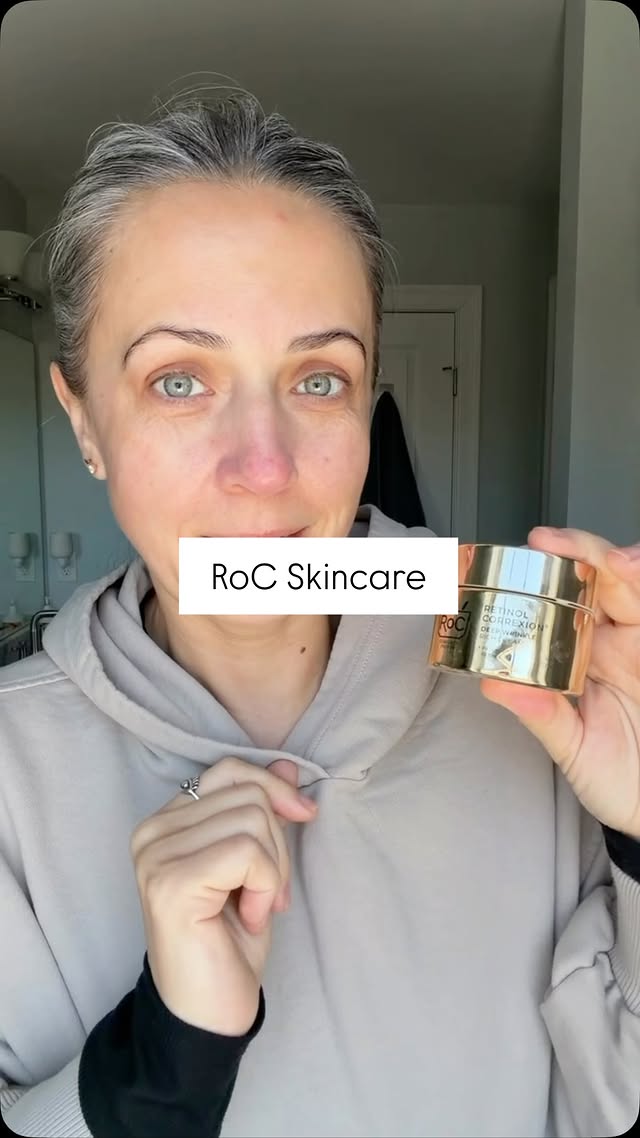 Instagram post by an influencer for RoC Skincare. Caption reads: Skincare with results. @rocskincare Deep Wrinkle....