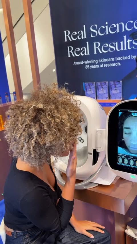 Instagram post by @officialellesmith for Augustinus Bader. Caption reads: @augustinusbader shows the science works -....