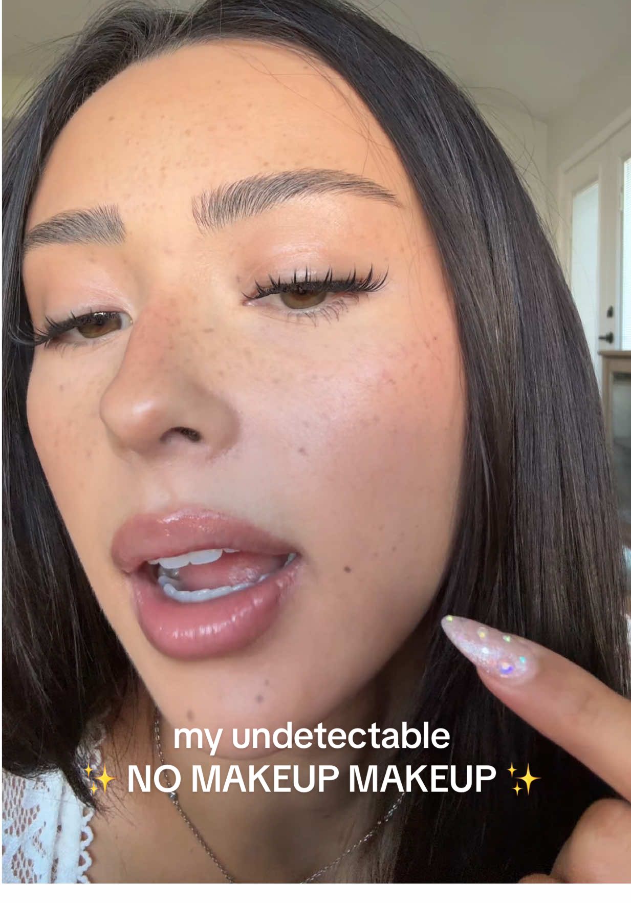 TikTok post by @kaylee.marina for MCoBeauty. Caption reads: my undetectable no makeup makeup routine ✨ (all....