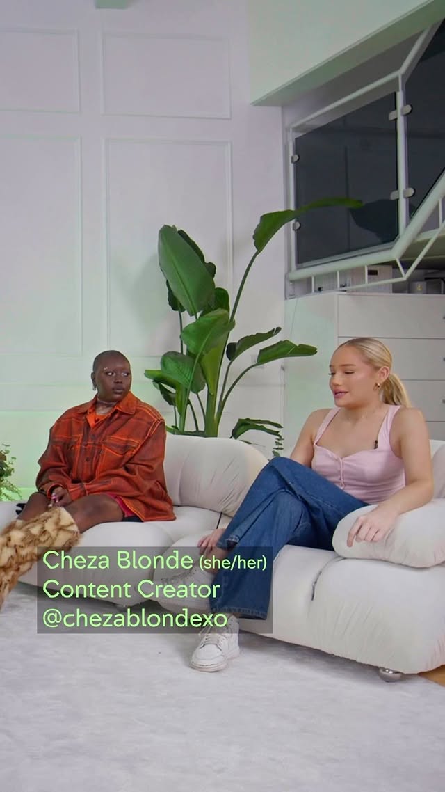 Instagram post by @chezablondex for GAY TIMES. Caption reads: [...] to be working with @e4grams and @gaytimes....