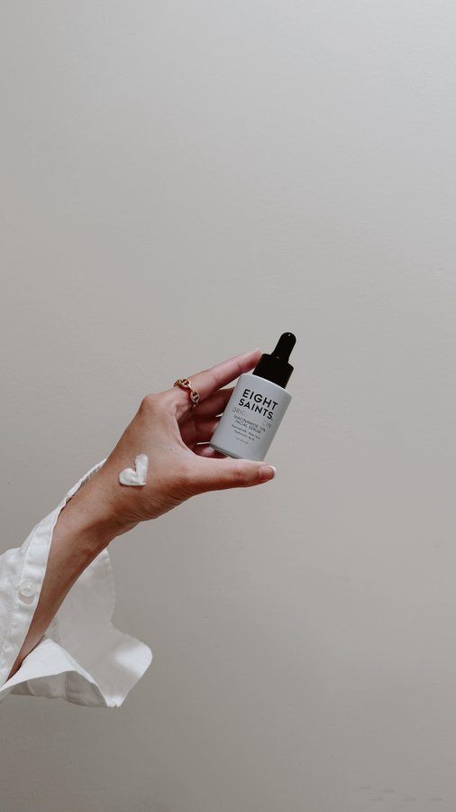 Instagram post by @itsmrslewifey for Eight Saints Skincare. Caption reads: Night time routine with @eight_saints ✨

A....