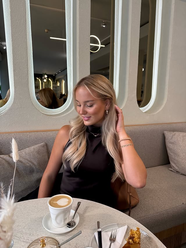 Instagram post by @romy.obl for PAUL VALENTINE. Caption reads: coffee dates <3 🧸☕️🌟 thank you @paulvalentine 🤎....