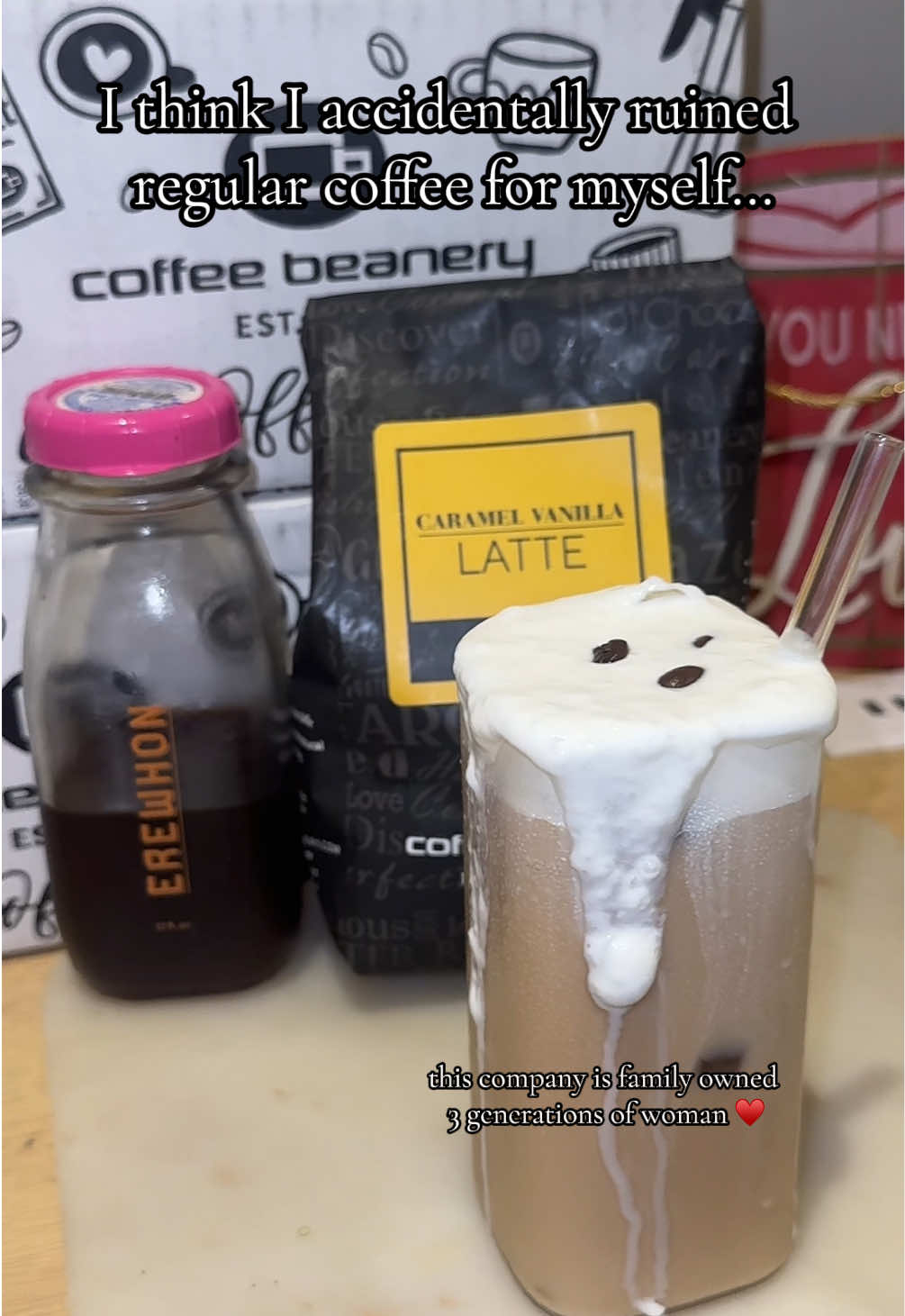TikTok post by @edenrascon for Coffee Beanery. Caption reads: @Coffee Beanery changed the coffee game, don’t....