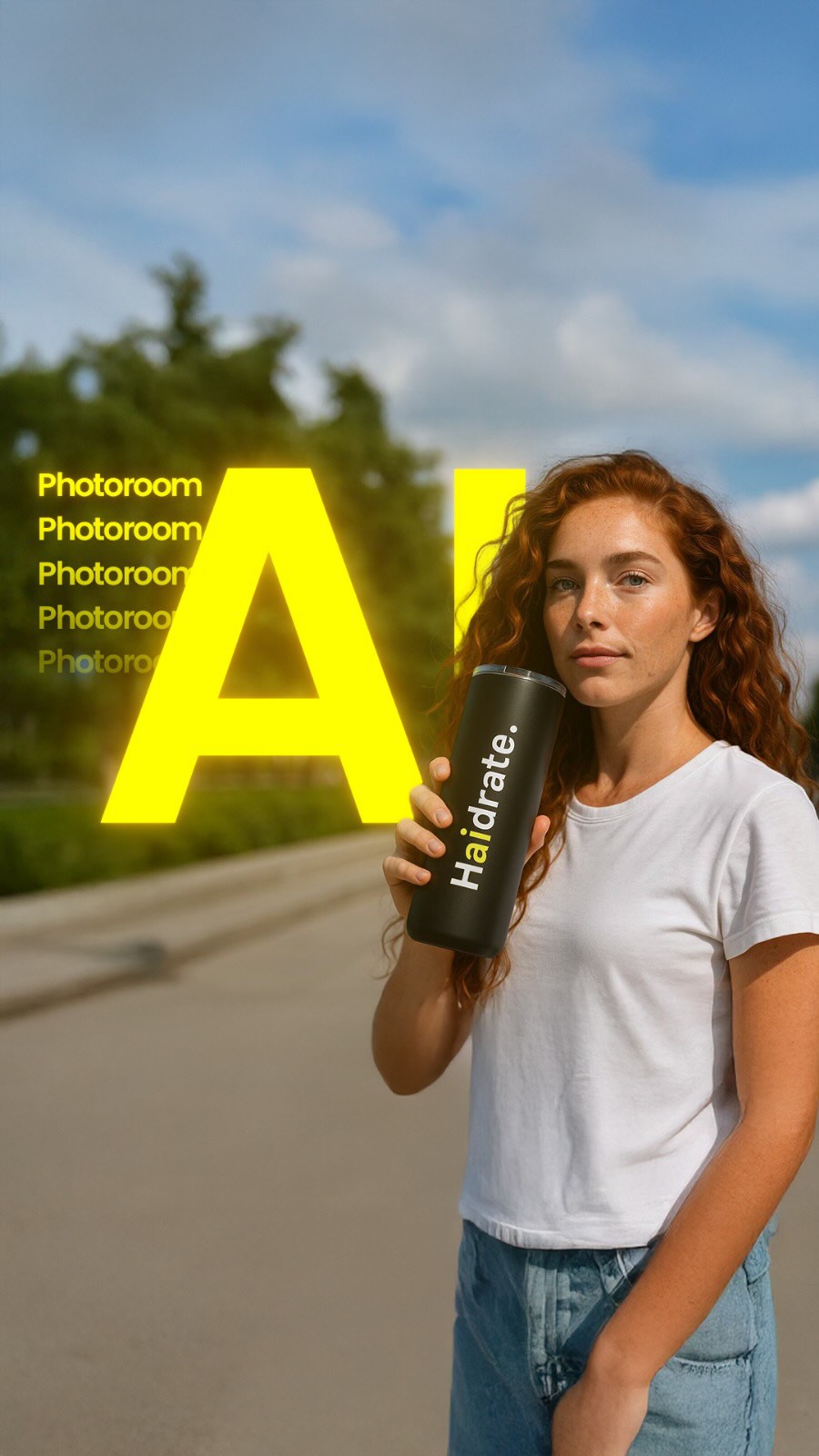 Instagram post by @rourkeheath for Photoroom. Caption reads: This app creates AI marketing content with your....