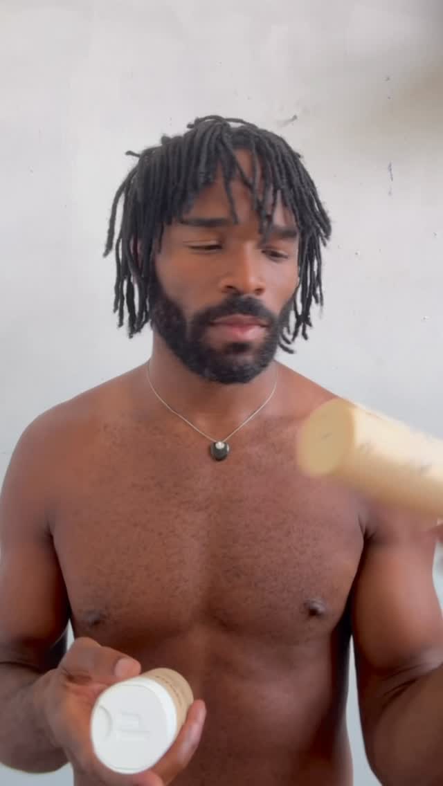 Instagram post by @chase.dexter for hims. Caption reads: #AD| grwm, @hims Thick Fix royal bath edition.....