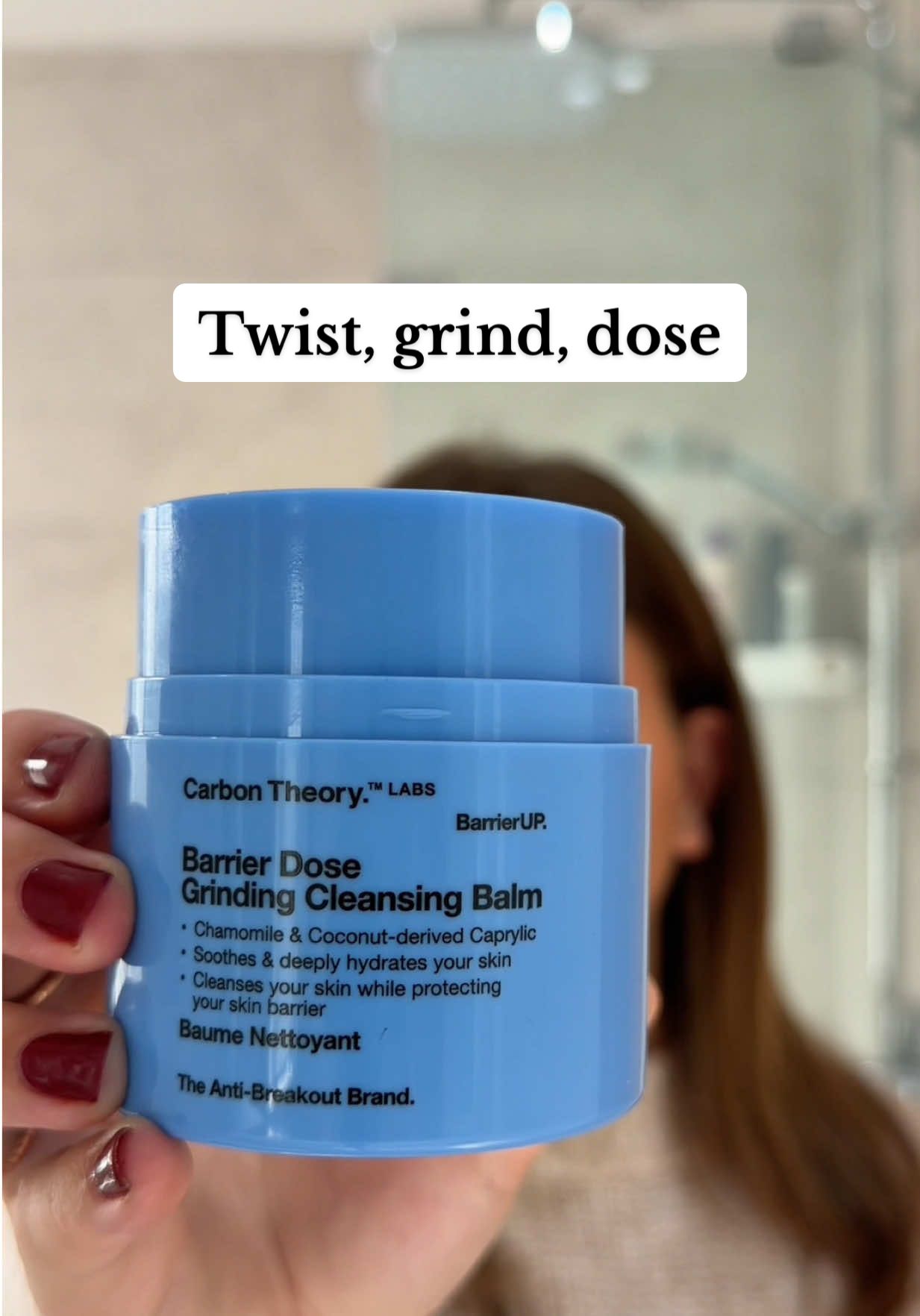 TikTok post by @katecreates.ugc for Carbon Theory. Caption reads: [...] makeup melt away... I’ll wait 👀 ad @Carbon....