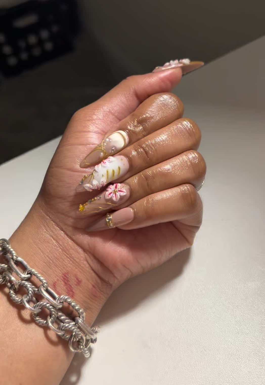 TikTok post by @misskvycee for Nailvesta. Caption reads: [...] & sturdy 💖🎀 super cute and girly !....