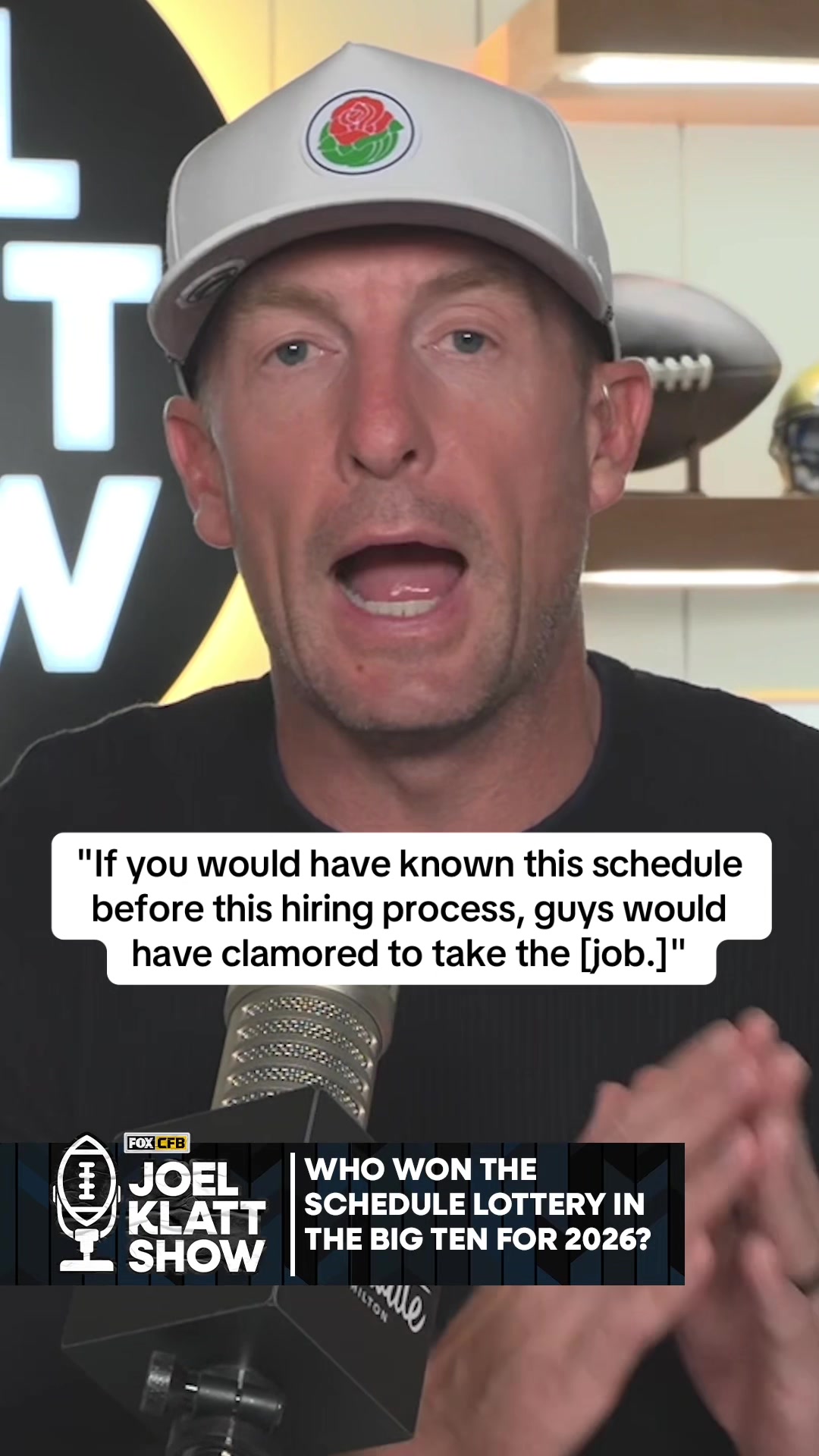 TikTok post by @joelklattshow for Hilton. Caption reads: [...] in the Big Ten. Thoughts? Sponsored by....