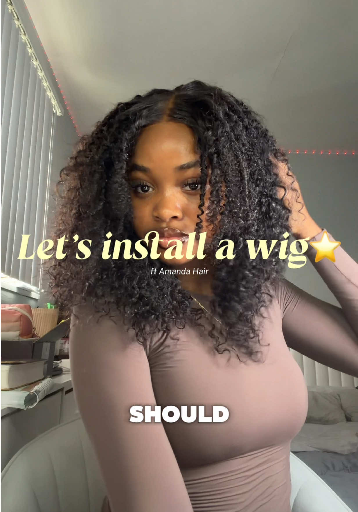 TikTok post by @joannee._ for Amanda Hair. Caption reads: [...] definitely go try it out! Hair from @Amanda....