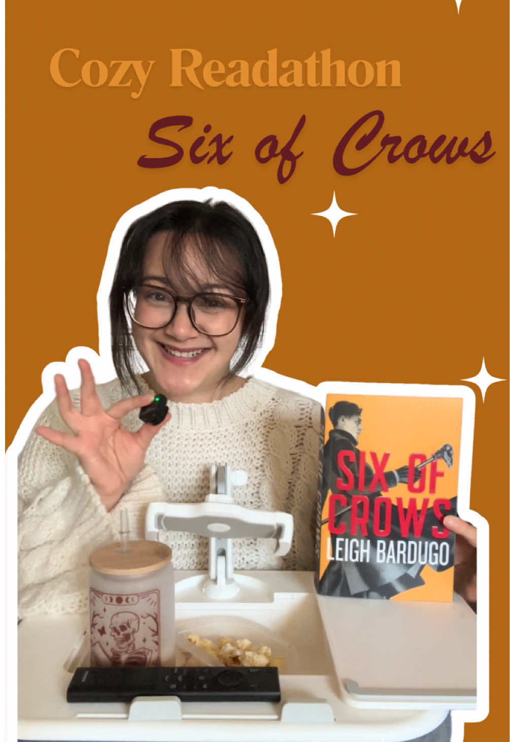 TikTok post by @lexy_gonzales for Book & Mortar. Caption reads: [...] #sixofcrows #readingvlog #booktok @Book &....