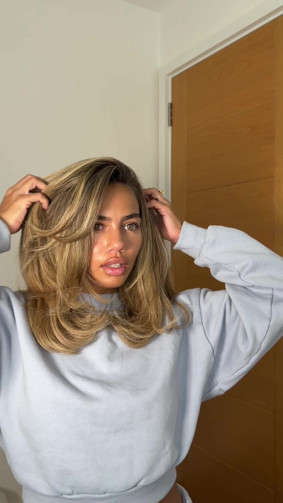 TikTok post by @tennesseethresh for Shark Beauty. Caption reads: ad my at home blow dry hair with @Shark Beauty UK....