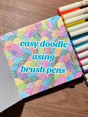 TikTok post by @doodlewithrachel for Writech. Caption reads: [...] in your sketchbook 🤗 brush pens from....