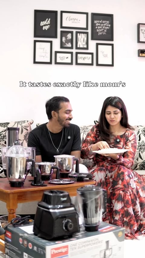 Instagram post by @vj_deepika_ for TTK Prestige. Caption reads: 😊 "We don't worry about recreating mom's recipes....