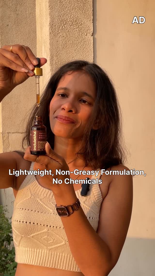 Instagram post by @palakrustagii for Indulekha. Caption reads: Grey hair showing up early? 

Try the Ayurvedic....