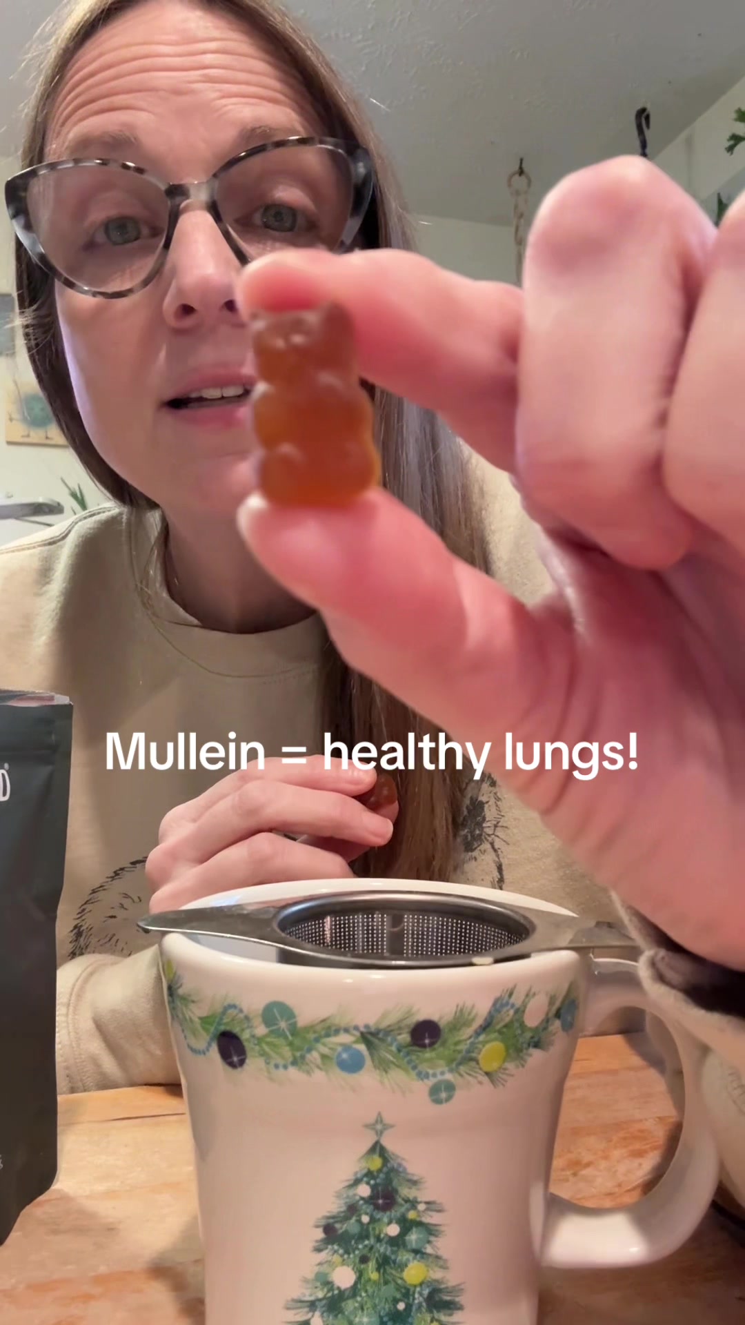 TikTok post by @90smusicmomma for BetterBrand. Caption reads: [...] our house!! #wellness #herbs #mullein....