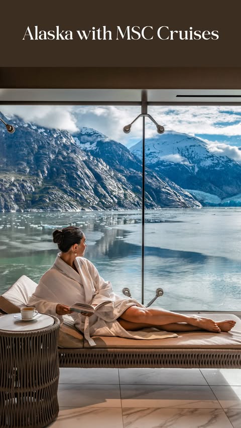 Instagram post by @anoushkalila for MSC Cruises. Caption reads: [...] Alaska with me aboard MSC Poesia with....