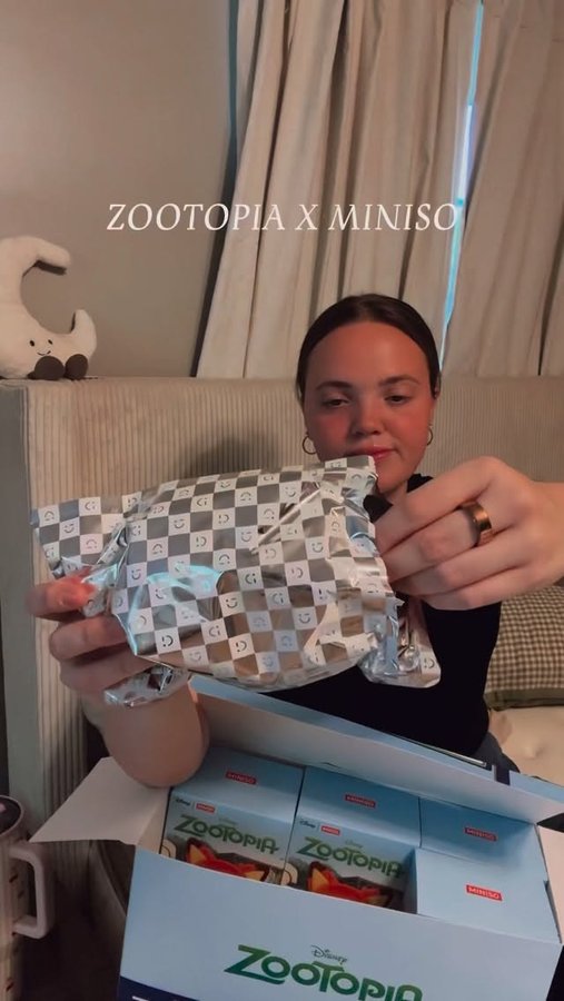 Instagram post by @heysaranicol for MINISO USA. Caption reads: Zootopia is now at @miniso.usa 🦊🐰🐑🦦 my family....