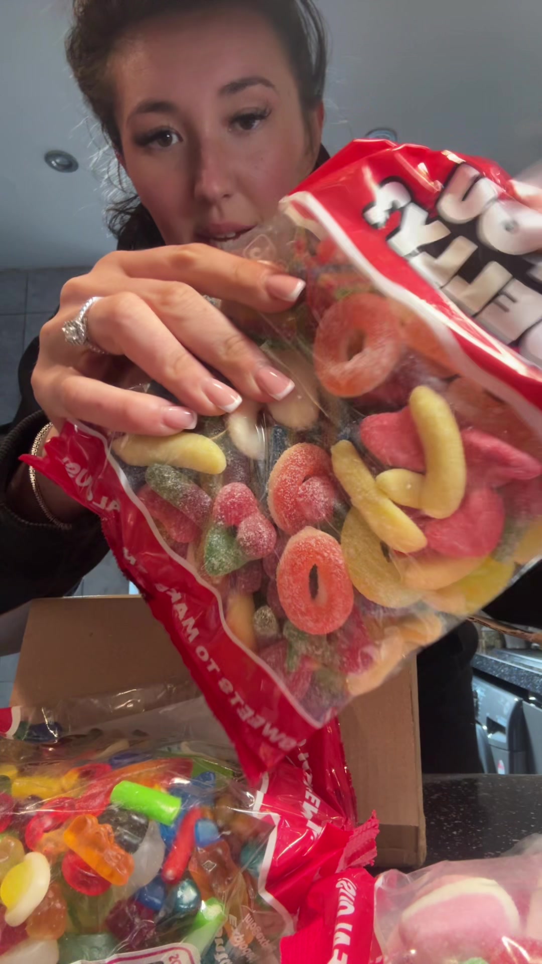 TikTok post by @vanessasreviws for Exploded Sweets. Caption reads: Love a @Exploded Sweets delivery 🍬 not good for....