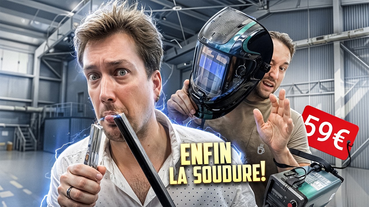 YouTube post by @lesfrerespoulain for Banggood. Caption reads: €50 for the LIDL welding station! Our first DIY in....