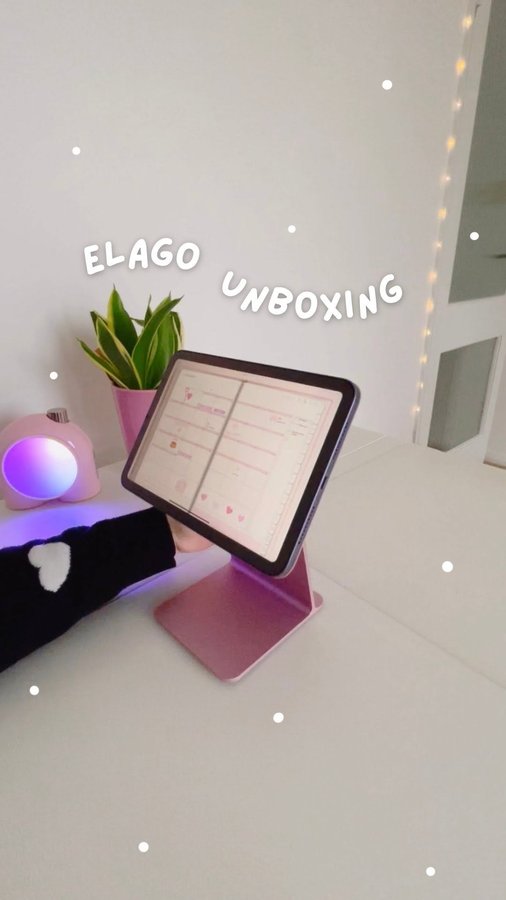 Instagram post by @squirrelstudioco for Elago. Caption reads: [...] stand & magnetic folio case today from....