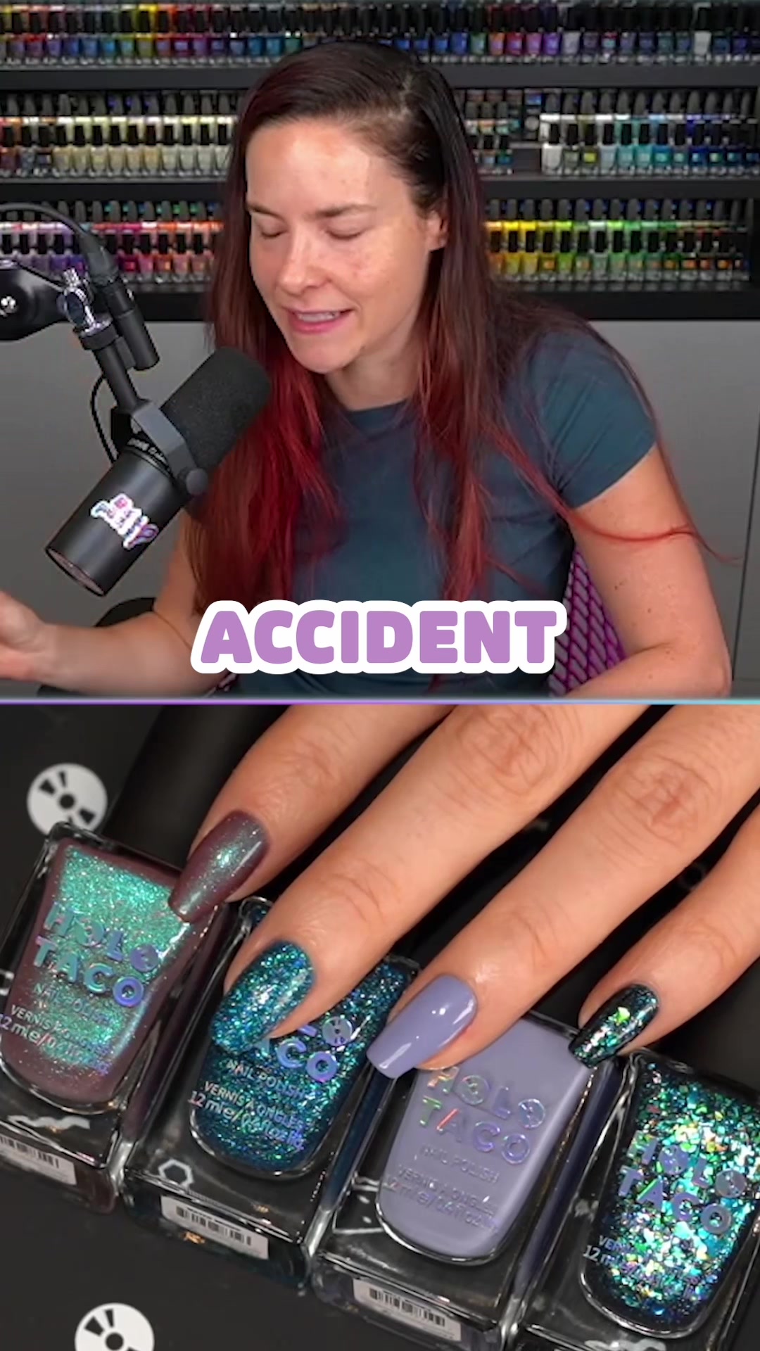 TikTok post by @simplynailogical for Holo Taco. Caption reads: [...] these prototypes😭😭😭 Declassified 003 now....