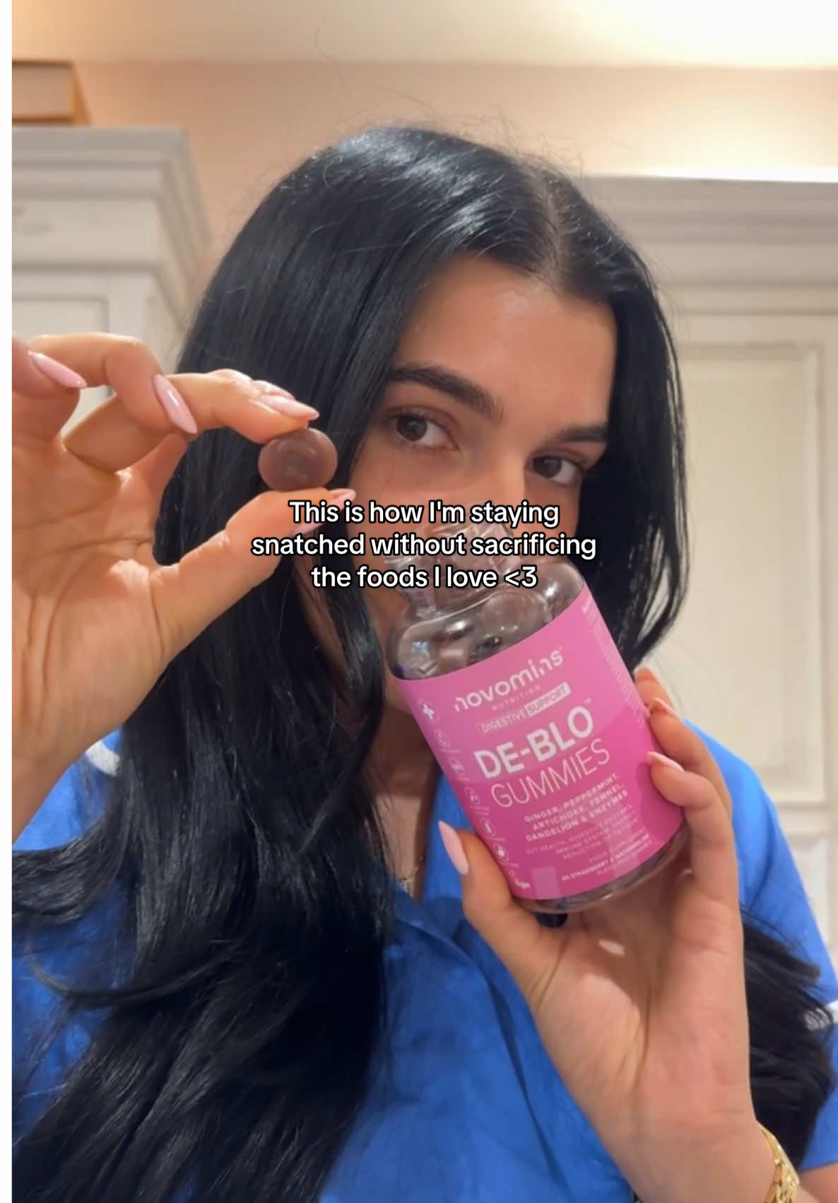 TikTok post by @sophiecrowee for Novomins. Caption reads: Your reminder to take your vits @Novomins 🩷.