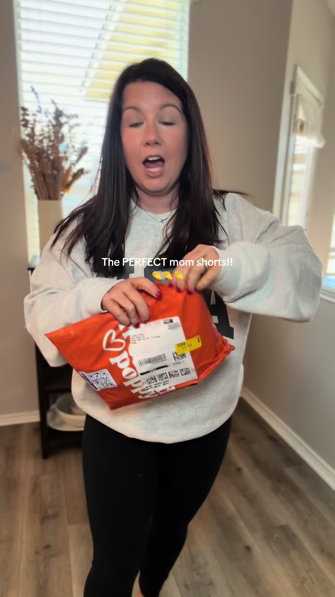 TikTok post by @heatherdelaney237 for Freckled Poppy. Caption reads: [...] #momshorts #judyblueshorts @Freckled Poppy.