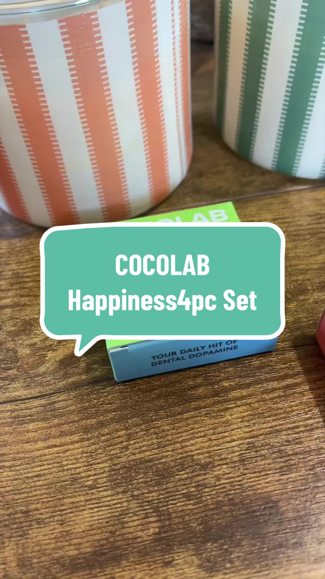 TikTok post by @twomusecollective for Cocofloss. Caption reads: @MEETCOCOLAB Happiness 4pc Set!....