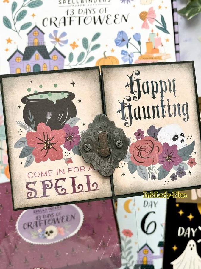 Instagram post by @inkladyblue for Spellbinders Paper Arts. Caption reads: A little late because I caught a cold 🤧💦 Here’s....