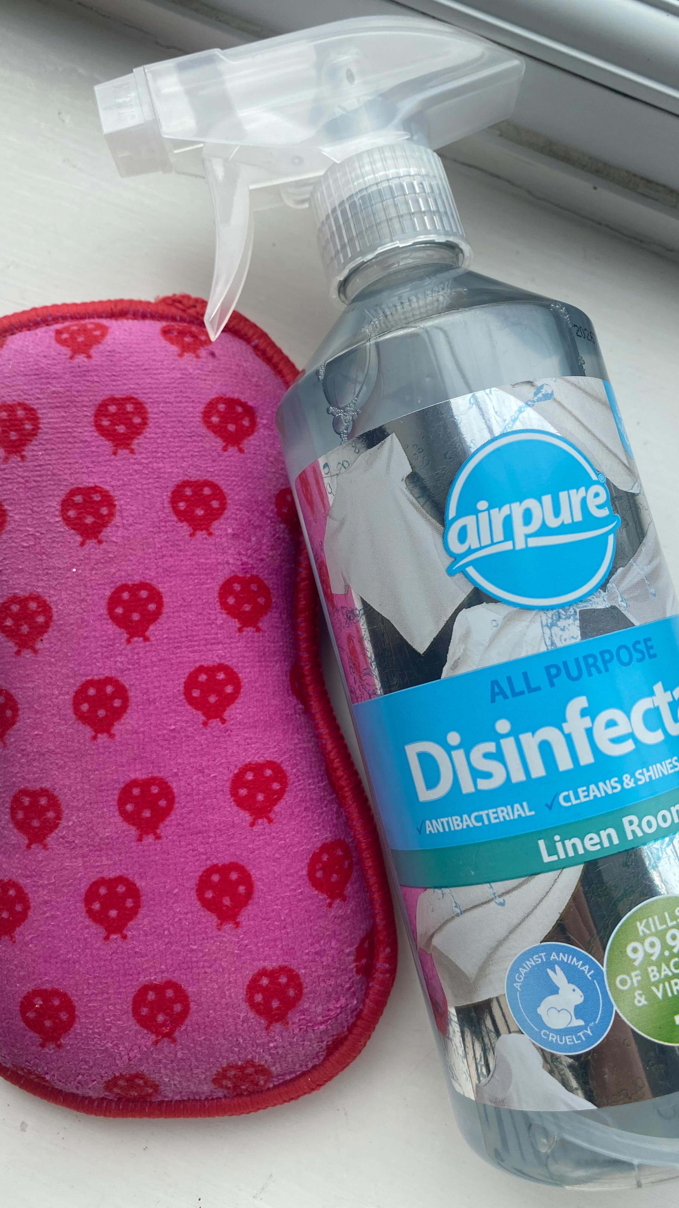 Instagram post by @houseproud19 for AirPure. Caption reads: [...] Lady Bug Scrubbing Pad and @airpureuk All....