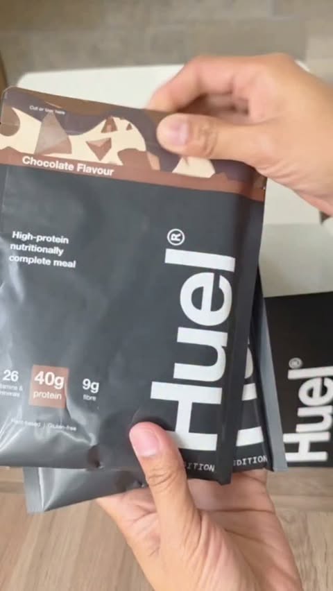 Instagram post by @tomi_nico24 for Huel. Caption reads: [...] Black Edition flavours from @huel From rich....