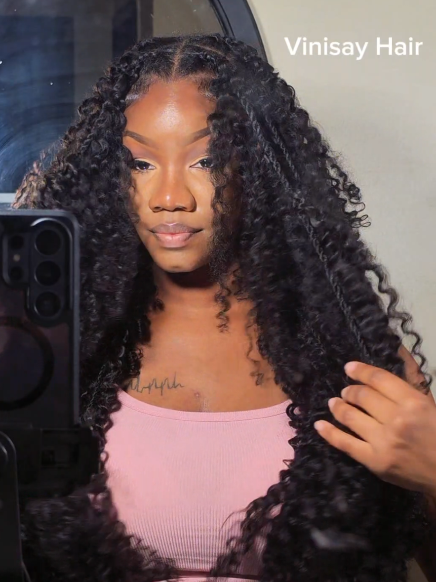 TikTok post by @taiiibeauty for Vinisay Hair. Caption reads: @Vinisay Hair #taiiibeauty #curlyhair [...].