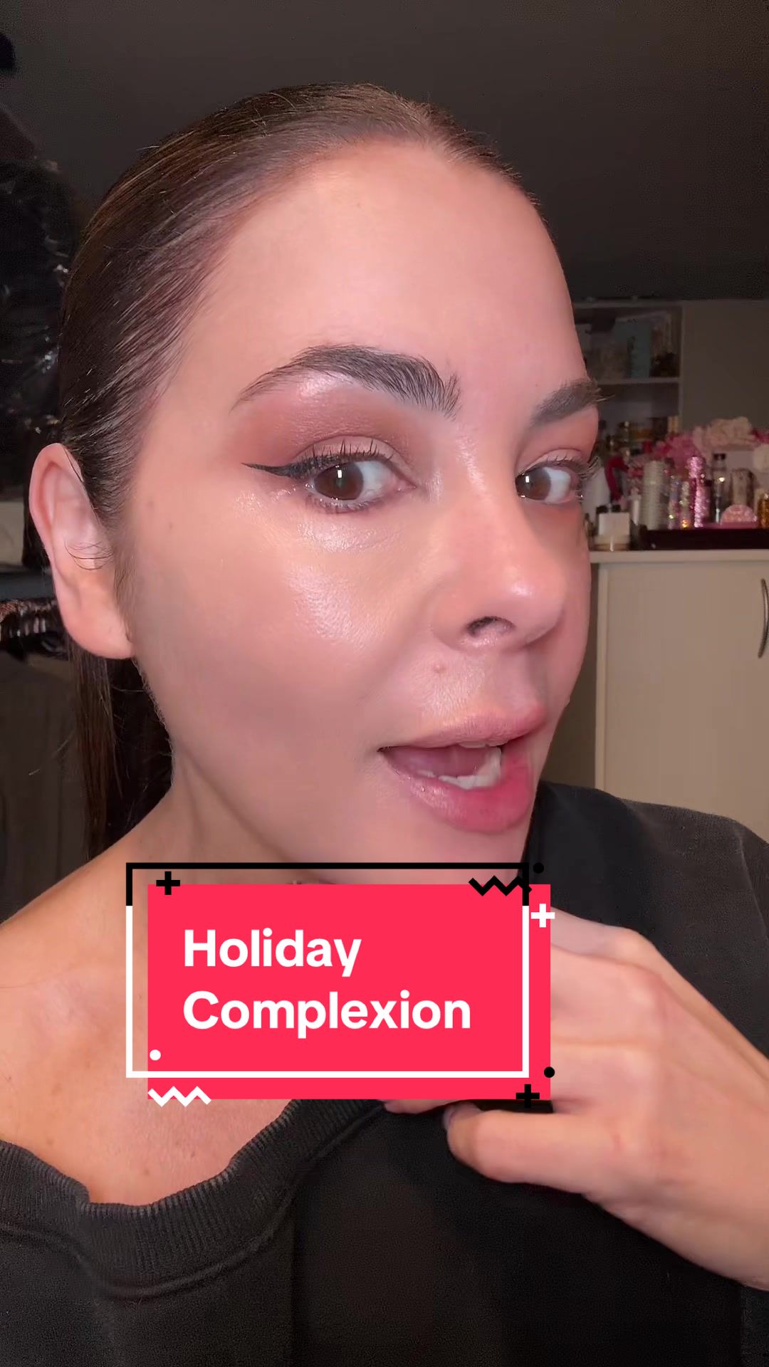 TikTok post by @ericataylor2347 for Haus Labs. Caption reads: Holiday Makeup Tutorial- going too sheer will not....