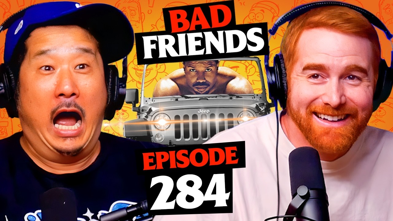 YouTube post by @BadFriends for Talkspace. Caption reads: Beep Beep, Michael Jeep Jordan | Ep 284 | Bad....