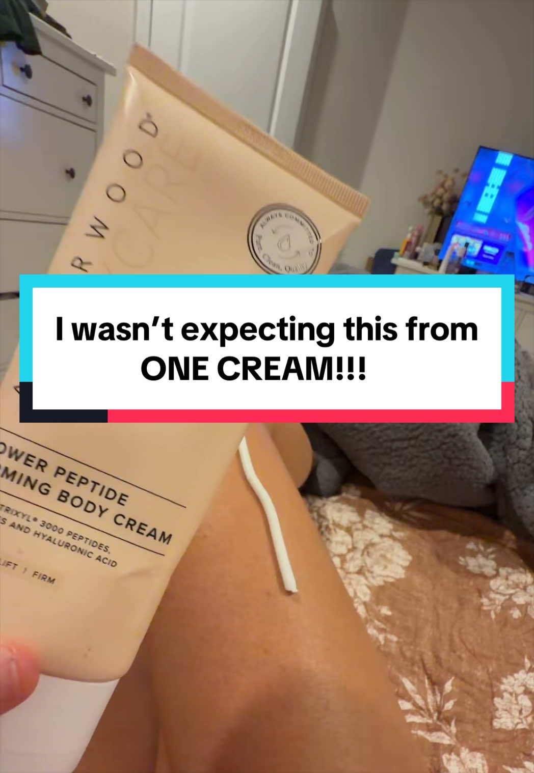 TikTok post by @ashleyshopjourney for Asterwood Beauty. Caption reads: Truly @Asterwood Beauty power peptide firming....