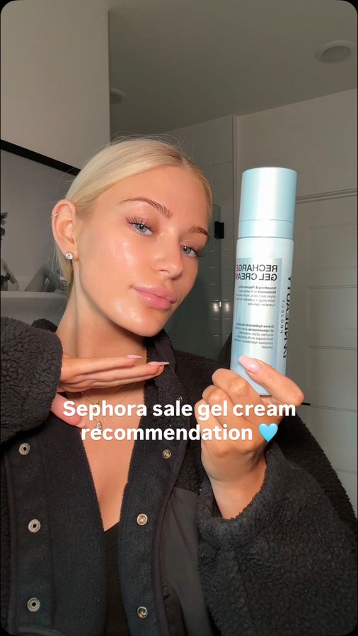 Instagram post by @ladycarolinewiley for INNBEAUTY PROJECT. Caption reads: put it in your cart! trust me! 🩵 recharge gel....