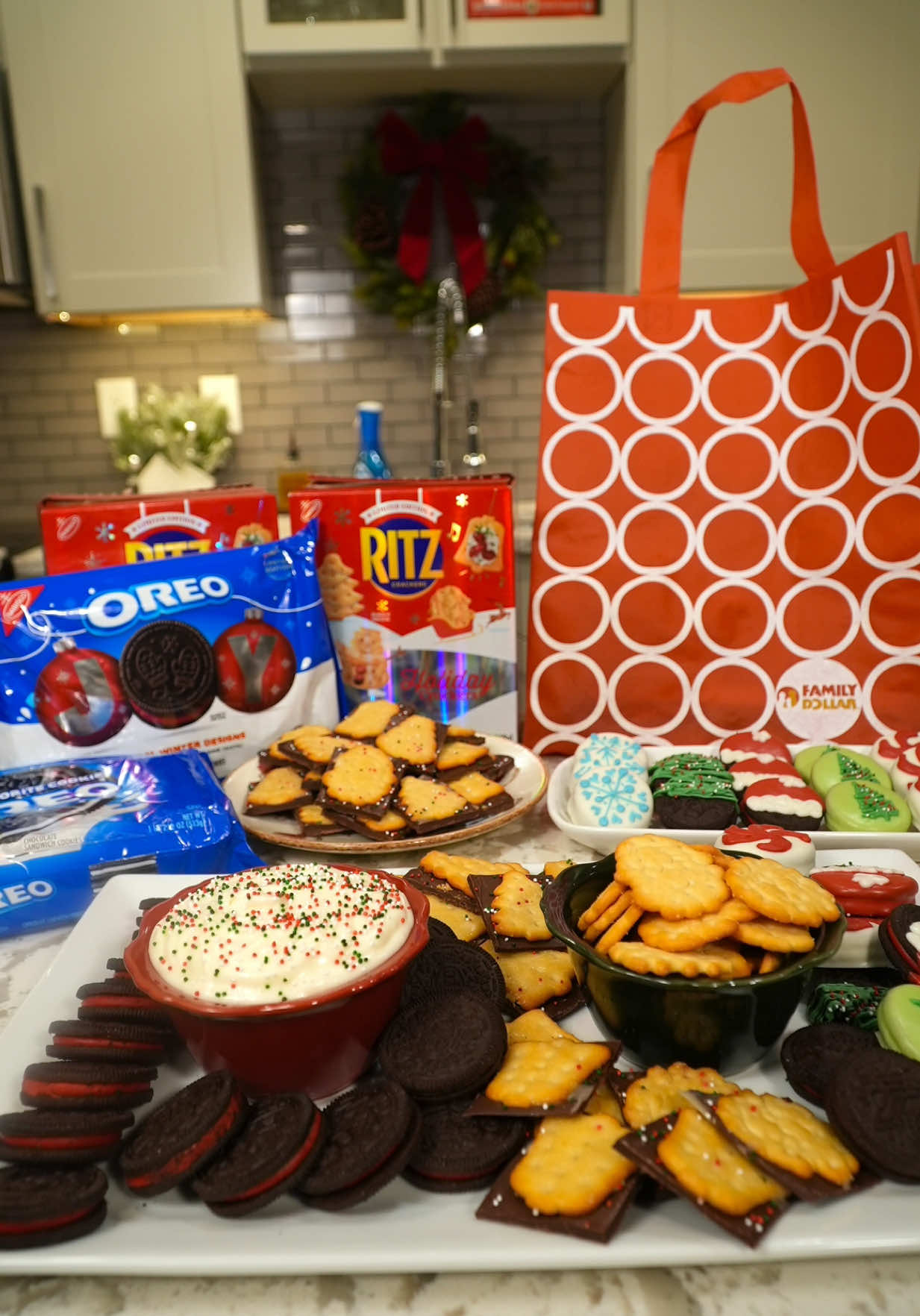 TikTok post by @thesqueakymixer for OREO. Caption reads: [...] The perfect Christmas spread starts with....