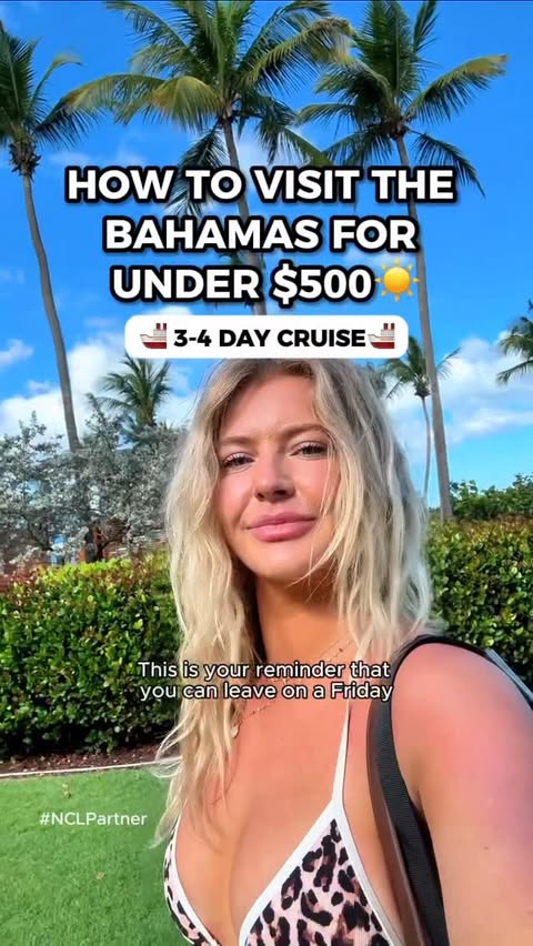 Instagram post by @shelbyreickstravels for Norwegian Cruise Line. Caption reads: [...] Booking a 3–4 day cruise with....