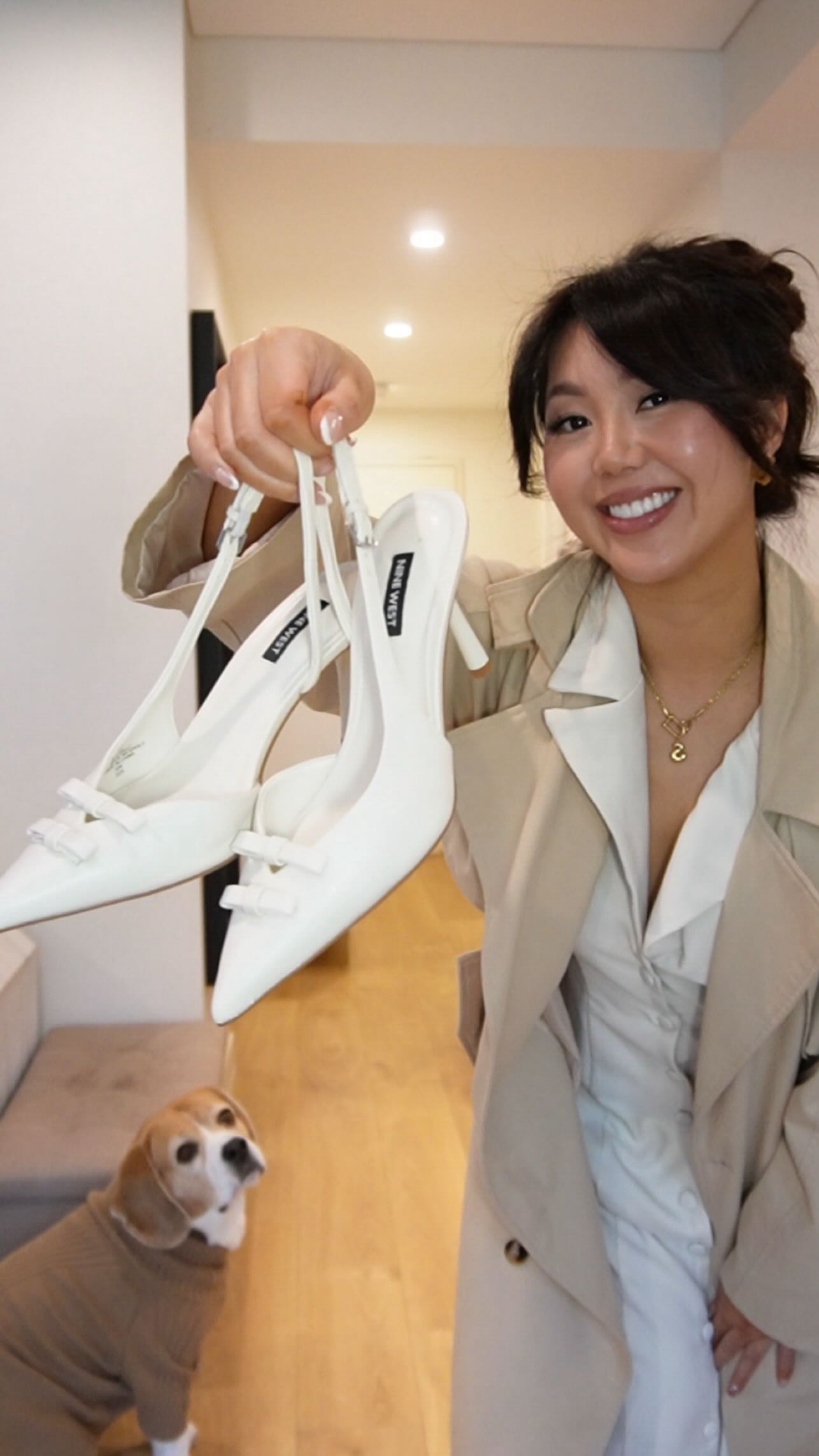 Instagram post by @selina_chhaur for Nine West. Caption reads: Happy International Dog Day! Kobe and I are....