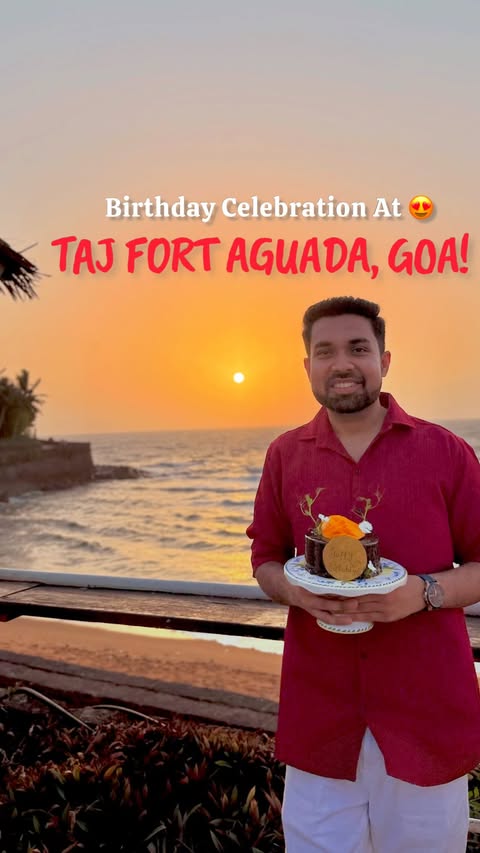 Instagram post by @thefoodie_explorer for Taj Hotels. Caption reads: ✨ POV: You spend your 30th birthday in Goa like....