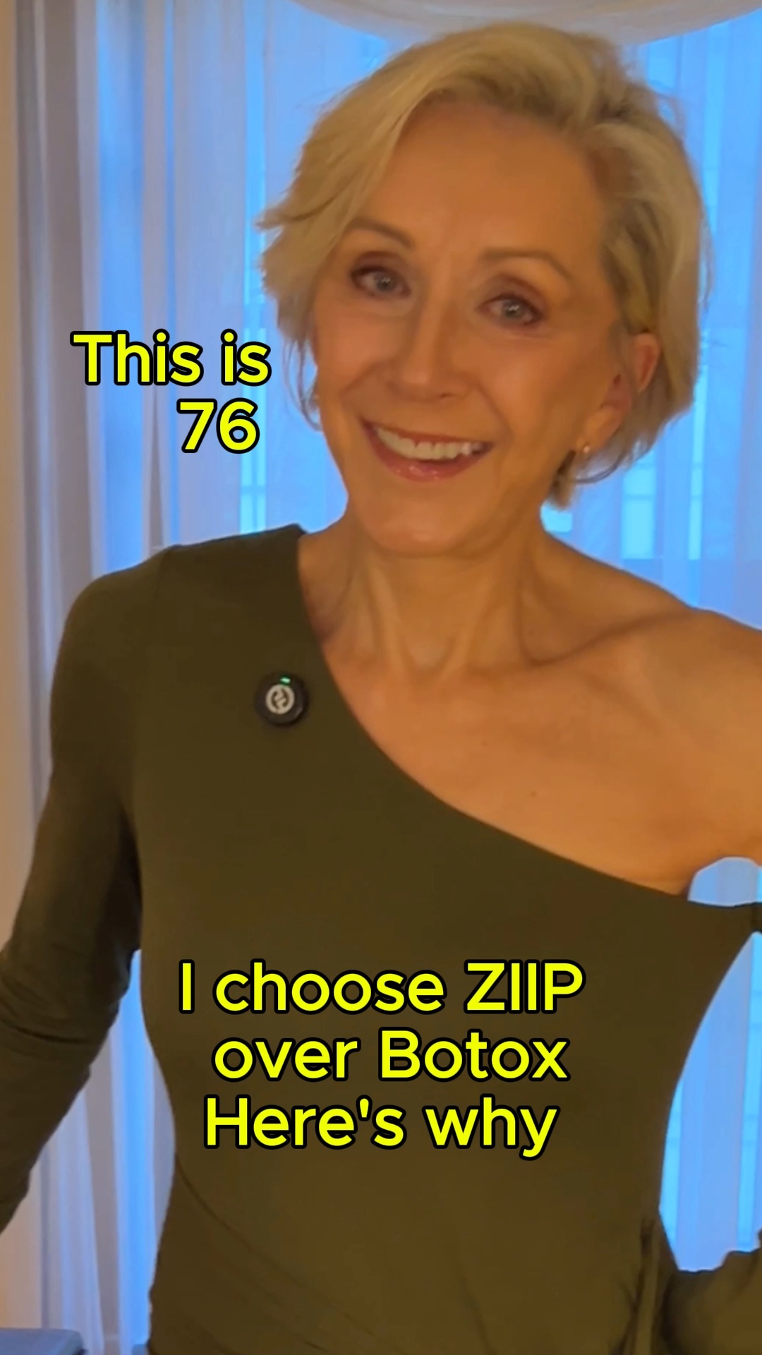 Instagram post by @nadja__eat_move_glow for ZIIP Beauty. Caption reads: 🌟At 76, I choose ZIIP over botox - here’s why
⚡....