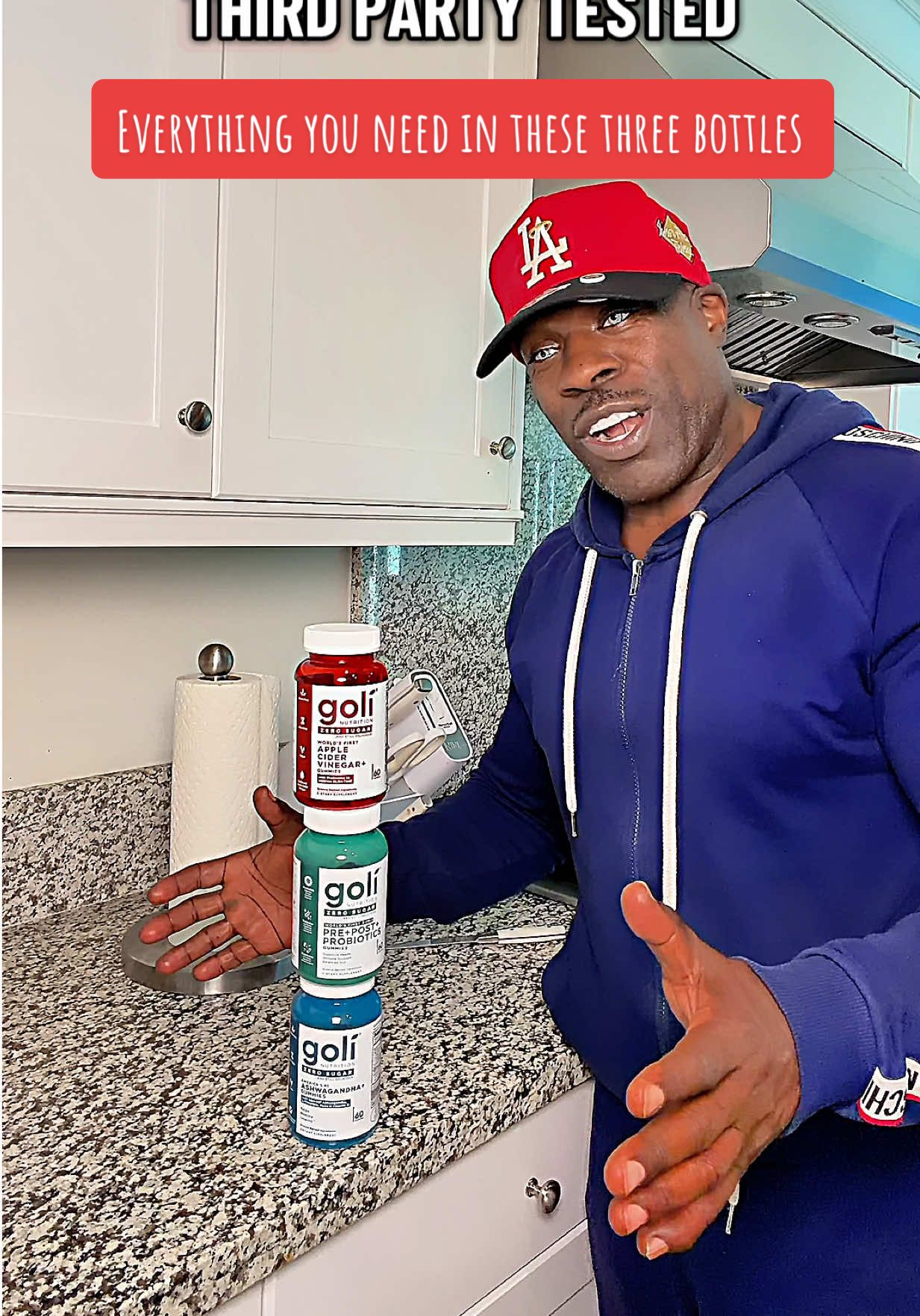 TikTok post by @realkalimuscle for Goli. Caption reads: [...] you need in these three bottles. #gowithgoli....