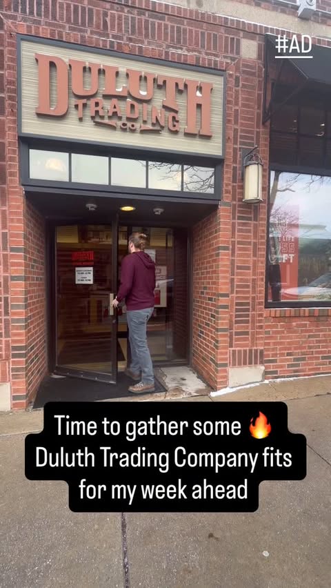 Instagram post by @hamscurl for Duluth Trading Company. Caption reads: [...] 💼 🪏 ✈️ 🏝️ ✈️ 🏋️ 🥌 🐕....