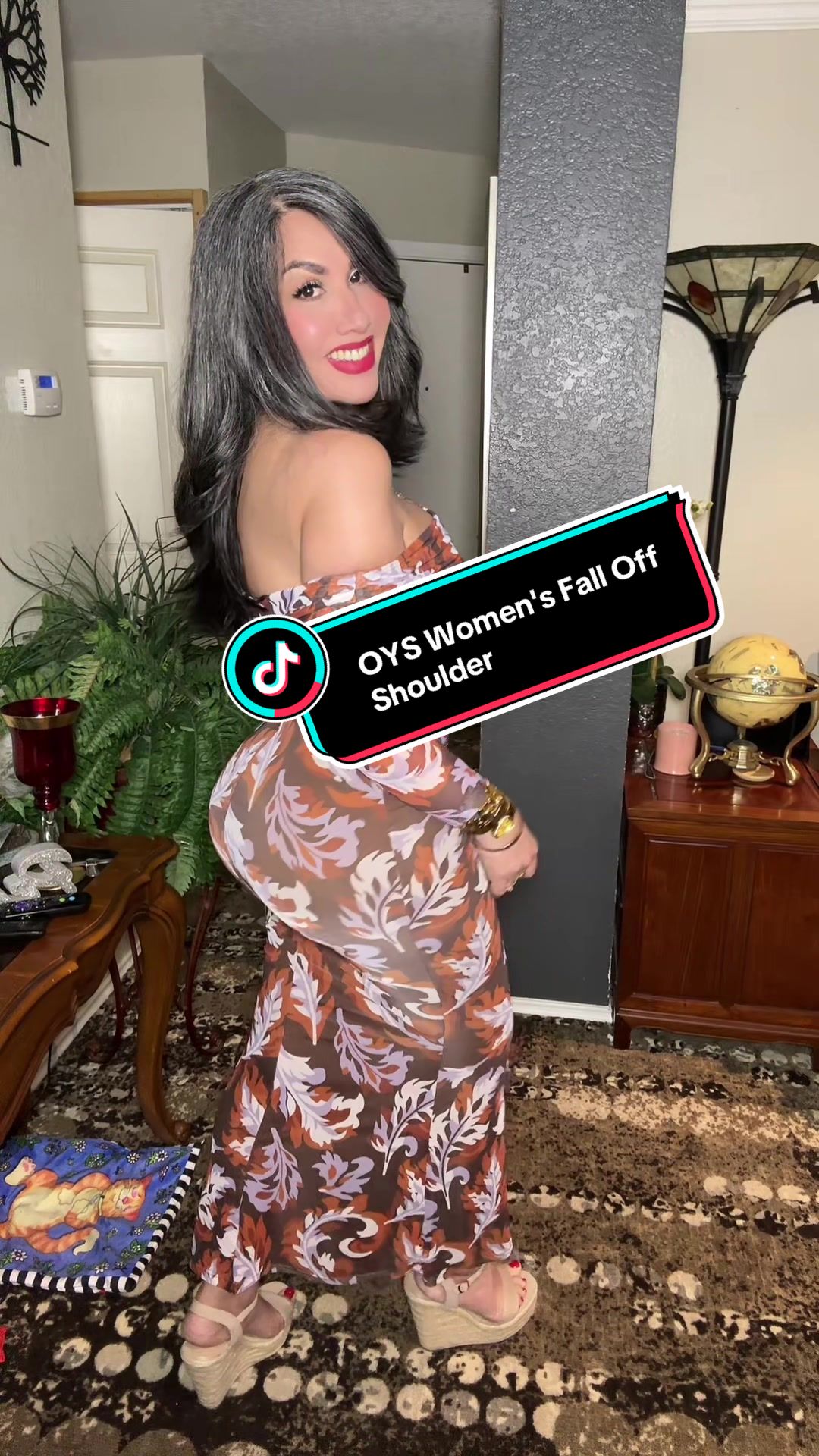TikTok post by @limon.con.ron for OYS-beauty. Caption reads: [...] #dress #longdress #partydress @OYS_US....